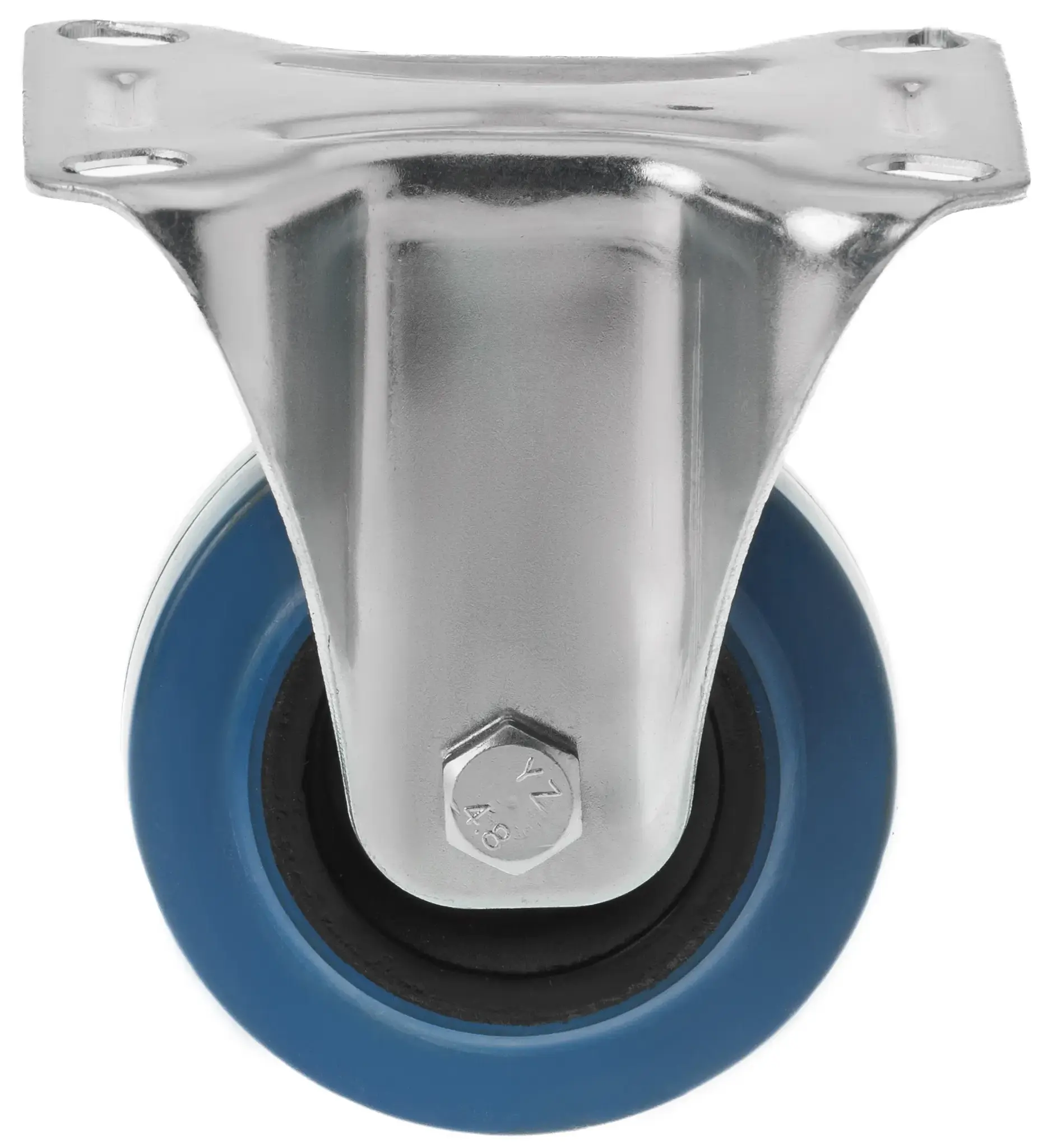 Колесо неповоротное, платформенное крепление, синяя резина, диаметр 80мм - FCL 92